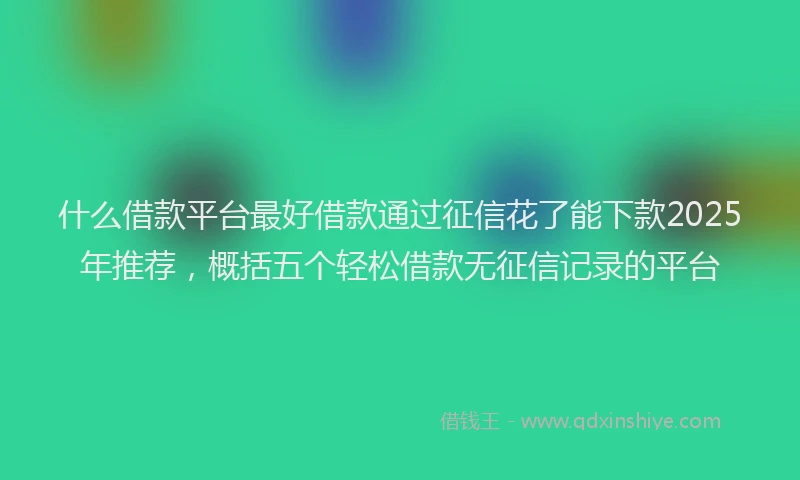 什么借款平台最好借款通过征信花了能下款2025年推荐，概括五个轻松借款无征信记录的平台