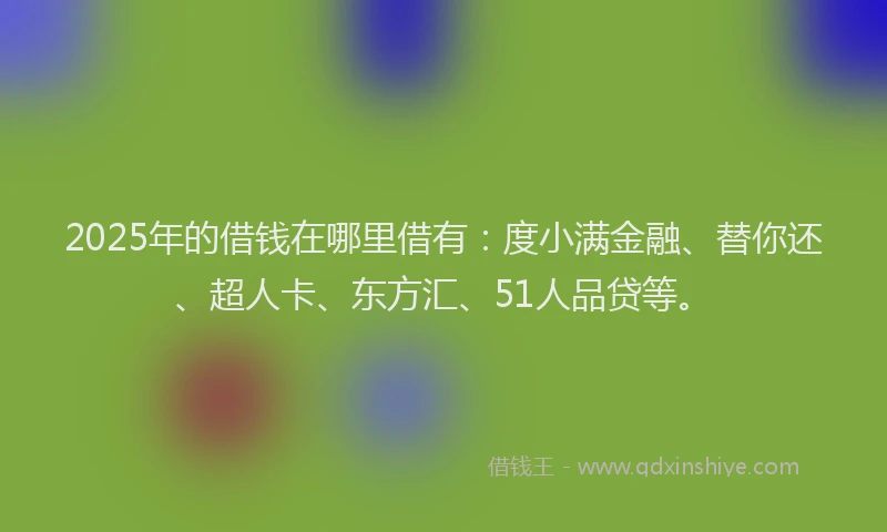 2025年的借钱在哪里借有：度小满金融、替你还、超人卡、东方汇、51人品贷等。