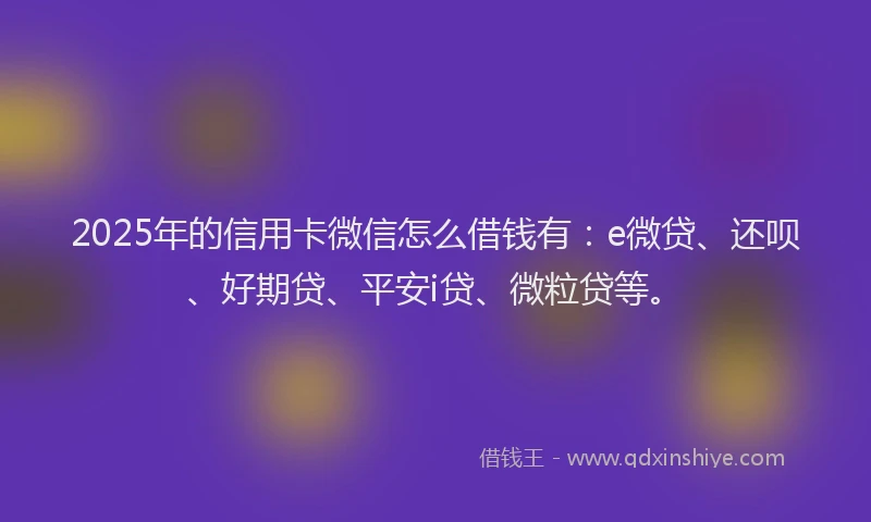 2025年的信用卡微信怎么借钱有：e微贷、还呗、好期贷、平安i贷、微粒贷等。