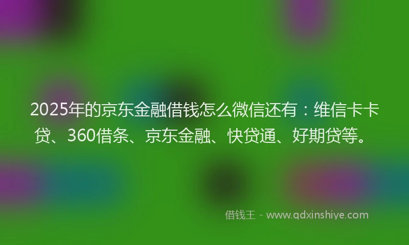 2025年的京东金融借钱怎么微信还有：维信卡卡贷、360借条、京东金融、快贷通、好期贷等。