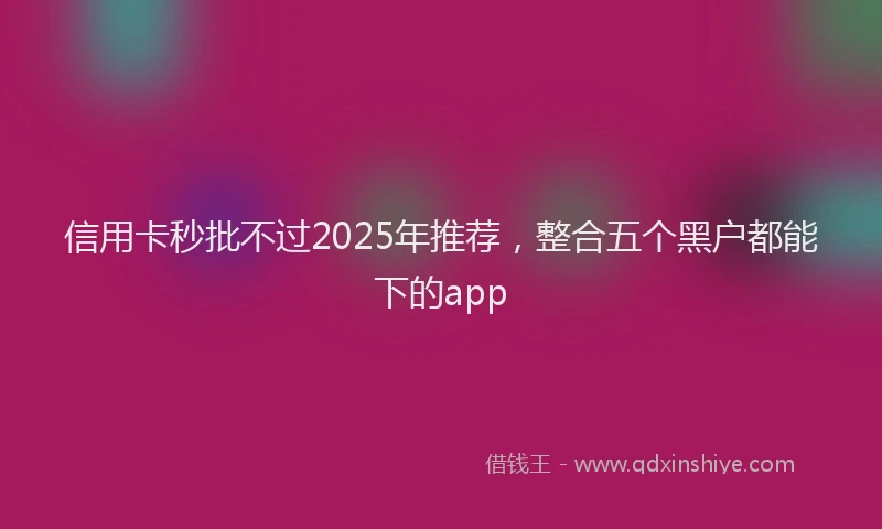 信用卡秒批不过2025年推荐，整合五个黑户都能下的app