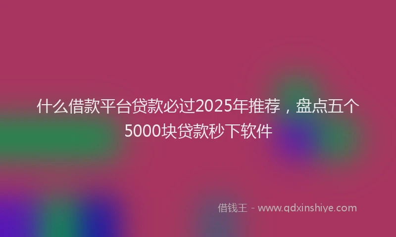 什么借款平台贷款必过2025年推荐，盘点五个5000块贷款秒下软件