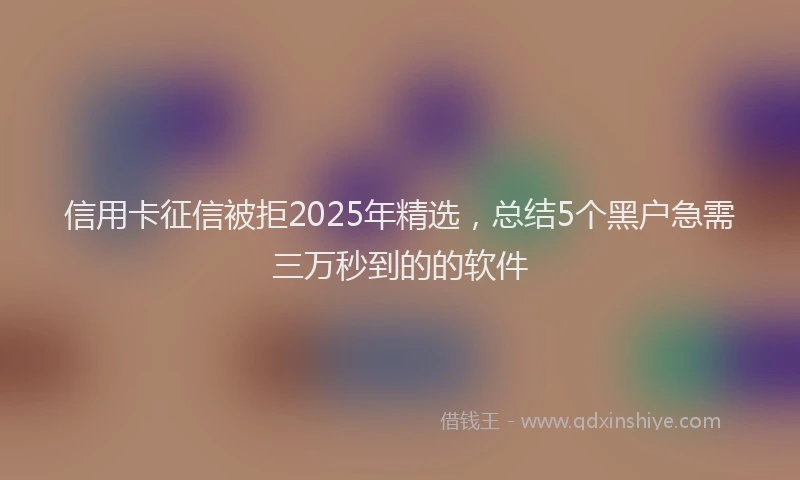 信用卡征信被拒2025年精选，总结5个黑户急需三万秒到的的软件
