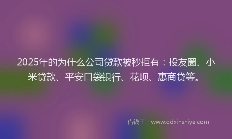 2025年的为什么公司贷款被秒拒有：投友圈、小米贷款、平安口袋银行、花呗、惠商贷等。