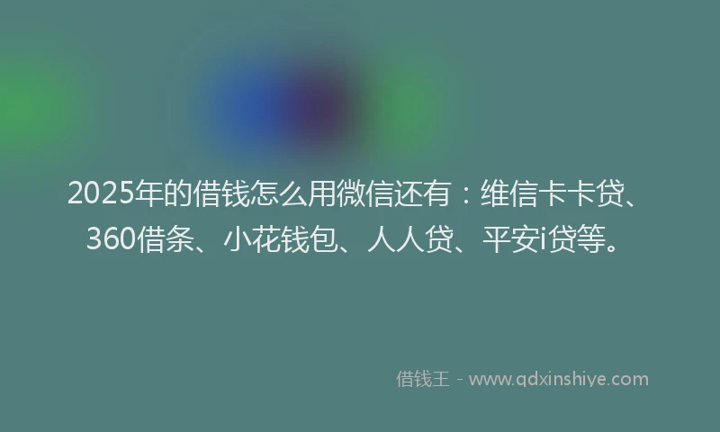 2025年的借钱怎么用微信还有：维信卡卡贷、360借条、小花钱包、人人贷、平安i贷等。