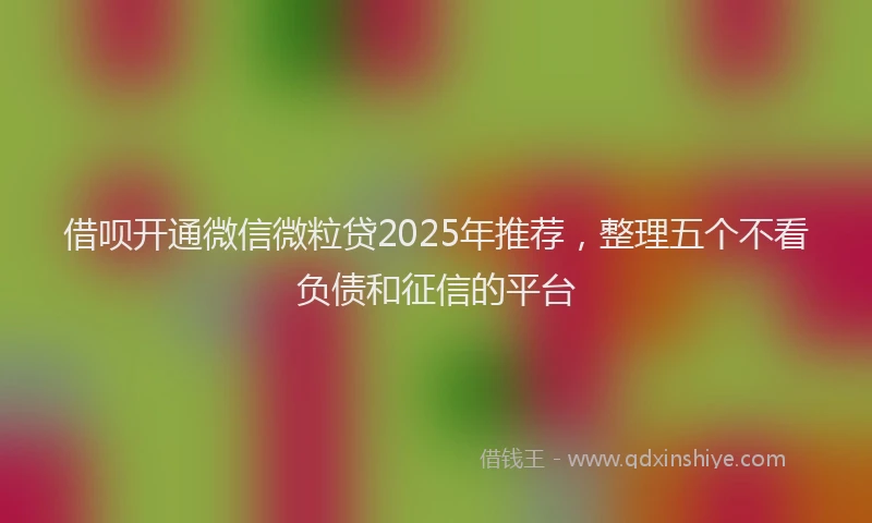 借呗开通微信微粒贷2025年推荐，整理五个不看负债和征信的平台