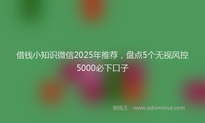 借钱小知识微信2025年推荐，盘点5个无视风控5000必下口子