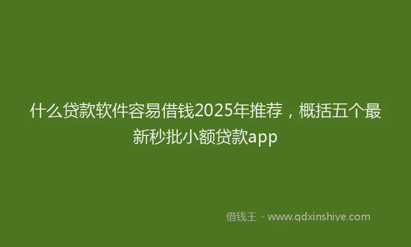 什么贷款软件容易借钱2025年推荐，概括五个最新秒批小额贷款app