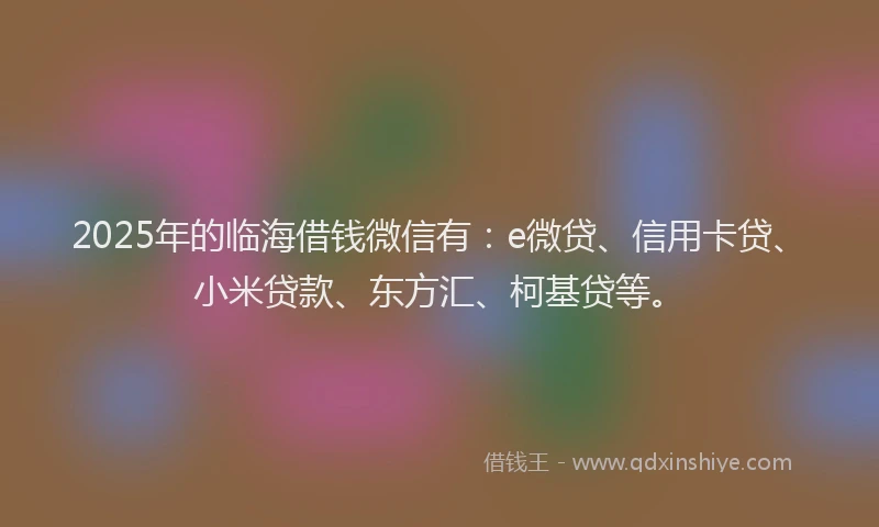 2025年的临海借钱微信有：e微贷、信用卡贷、小米贷款、东方汇、柯基贷等。