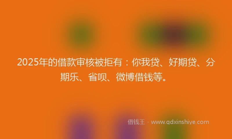 2025年的借款审核被拒有：你我贷、好期贷、分期乐、省呗、微博借钱等。