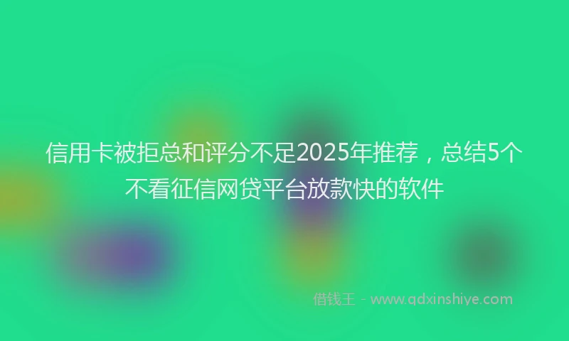 信用卡被拒总和评分不足2025年推荐，总结5个不看征信网贷平台放款快的软件