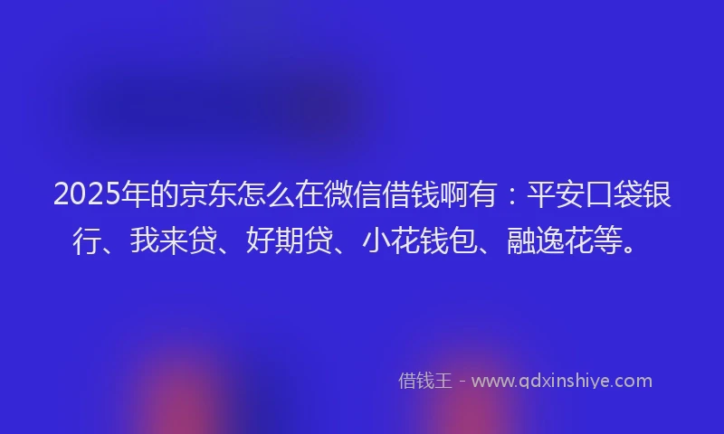 2025年的京东怎么在微信借钱啊有：平安口袋银行、我来贷、好期贷、小花钱包、融逸花等。