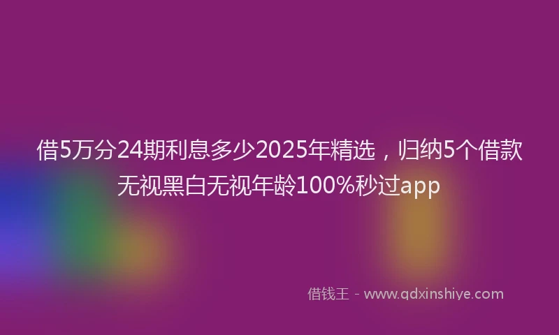 借5万分24期利息多少2025年精选，归纳5个借款无视黑白无视年龄100%秒过app