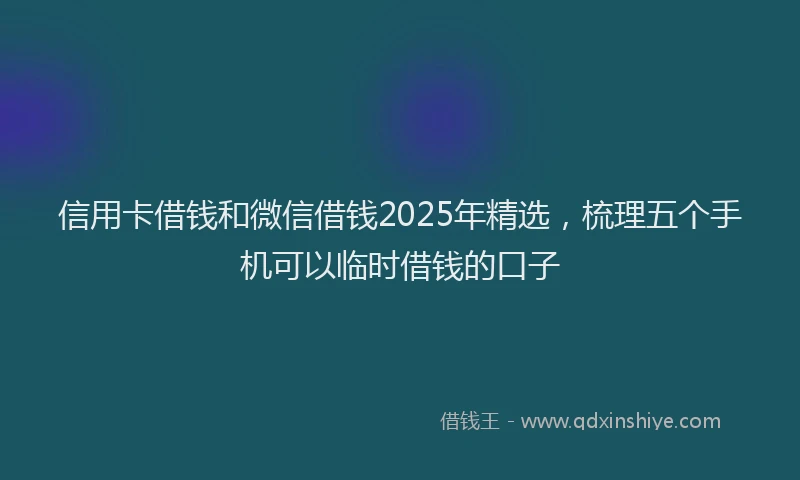 信用卡借钱和微信借钱2025年精选，梳理五个手机可以临时借钱的口子