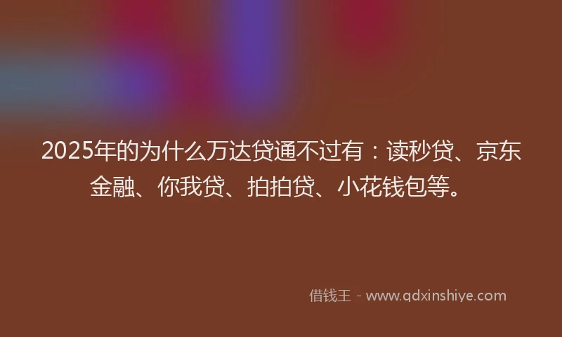 2025年的为什么万达贷通不过有：读秒贷、京东金融、你我贷、拍拍贷、小花钱包等。
