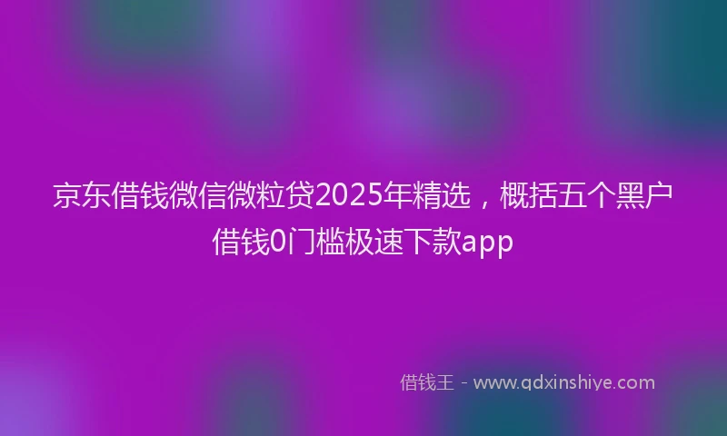 京东借钱微信微粒贷2025年精选，概括五个黑户借钱0门槛极速下款app
