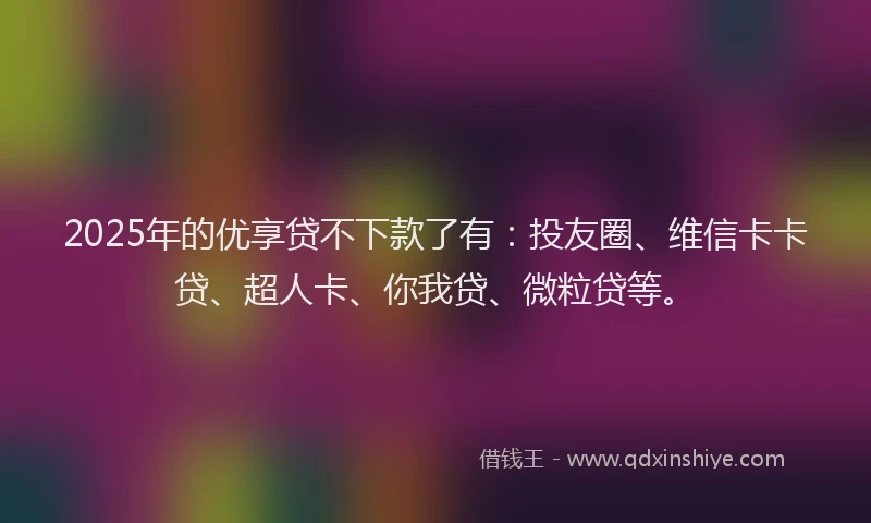 2025年的优享贷不下款了有：投友圈、维信卡卡贷、超人卡、你我贷、微粒贷等。
