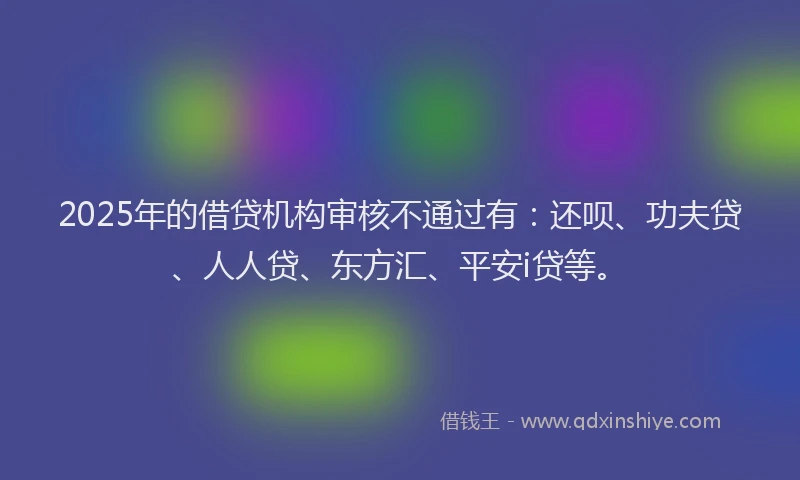 2025年的借贷机构审核不通过有：还呗、功夫贷、人人贷、东方汇、平安i贷等。