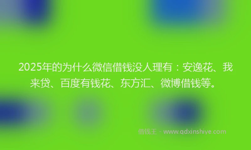 2025年的为什么微信借钱没人理有：安逸花、我来贷、百度有钱花、东方汇、微博借钱等。