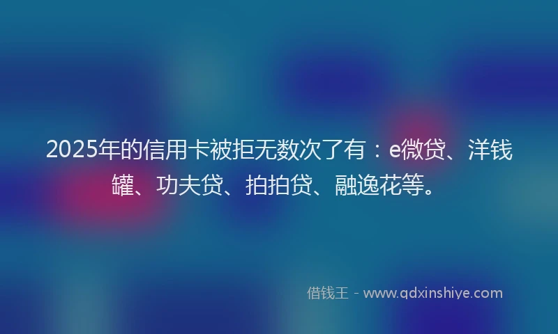 2025年的信用卡被拒无数次了有：e微贷、洋钱罐、功夫贷、拍拍贷、融逸花等。