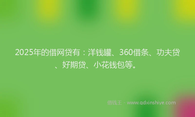 2025年的借网贷有：洋钱罐、360借条、功夫贷、好期贷、小花钱包等。