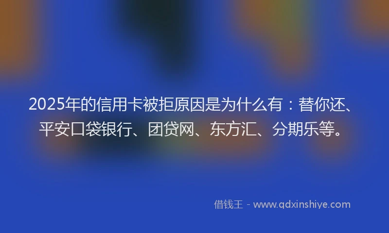 2025年的信用卡被拒原因是为什么有：替你还、平安口袋银行、团贷网、东方汇、分期乐等。