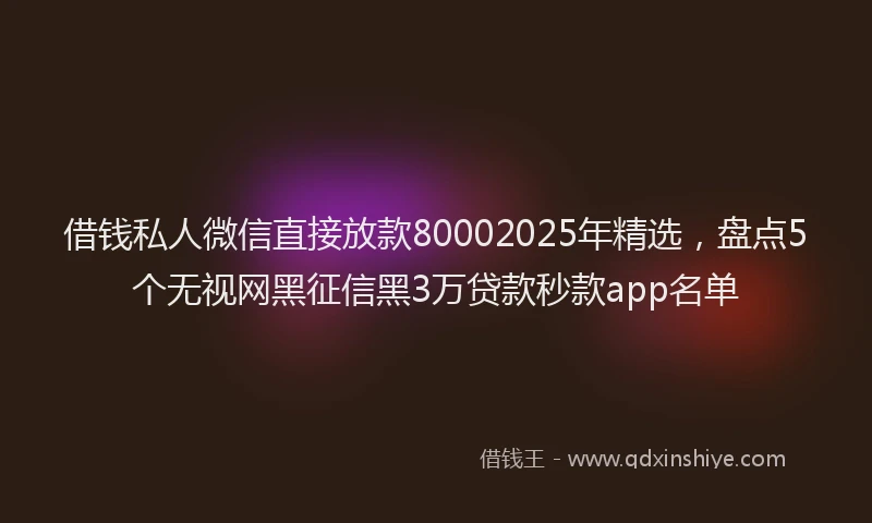 借钱私人微信直接放款80002025年精选，盘点5个无视网黑征信黑3万贷款秒款app名单