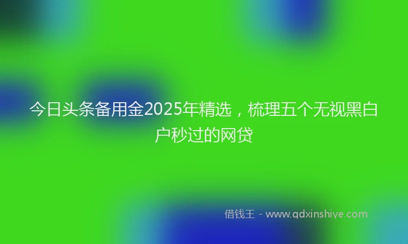 今日头条备用金2025年精选，梳理五个无视黑白户秒过的网贷
