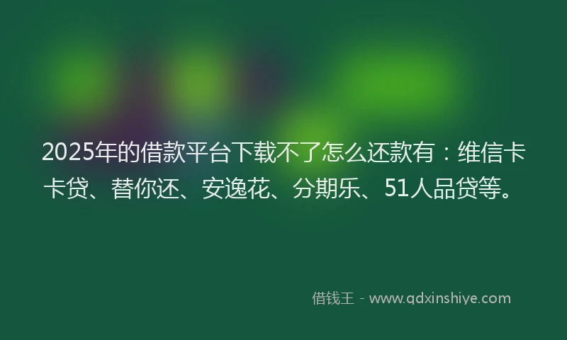 2025年的借款平台下载不了怎么还款有：维信卡卡贷、替你还、安逸花、分期乐、51人品贷等。