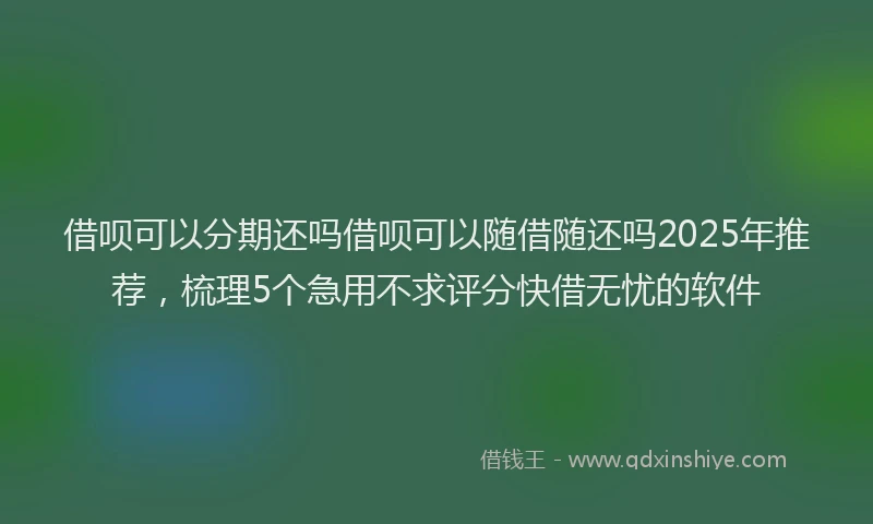 借呗可以分期还吗借呗可以随借随还吗2025年推荐，梳理5个急用不求评分快借无忧的软件