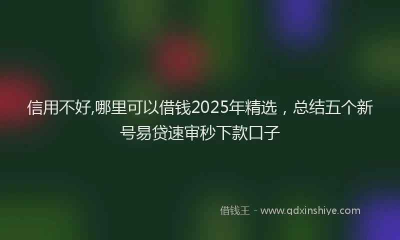 信用不好,哪里可以借钱2025年精选，总结五个新号易贷速审秒下款口子