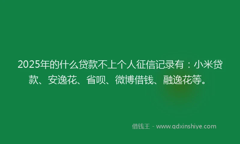 2025年的什么贷款不上个人征信记录有：小米贷款、安逸花、省呗、微博借钱、融逸花等。