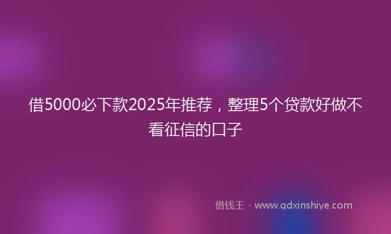借5000必下款2025年推荐，整理5个贷款好做不看征信的口子