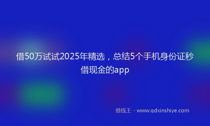 借50万试试2025年精选，总结5个手机身份证秒借现金的app