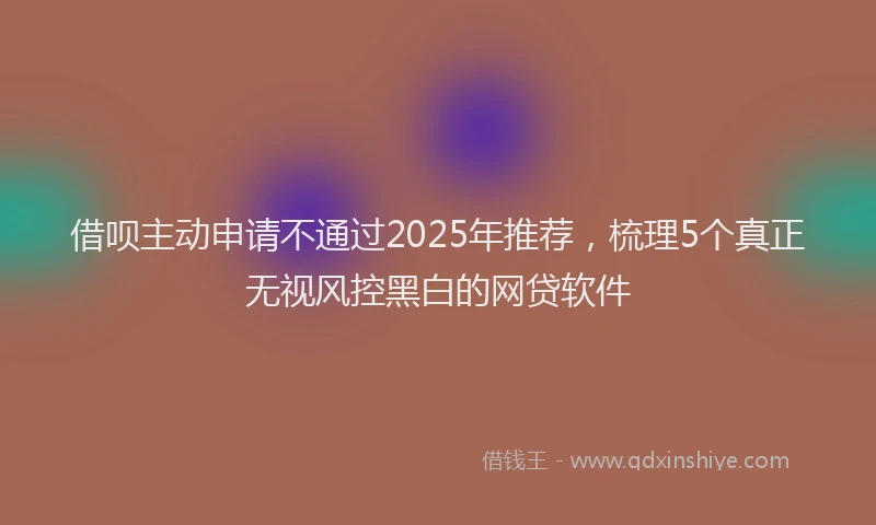 借呗主动申请不通过2025年推荐，梳理5个真正无视风控黑白的网贷软件