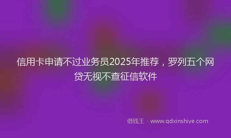 信用卡申请不过业务员2025年推荐，罗列五个网贷无视不查征信软件