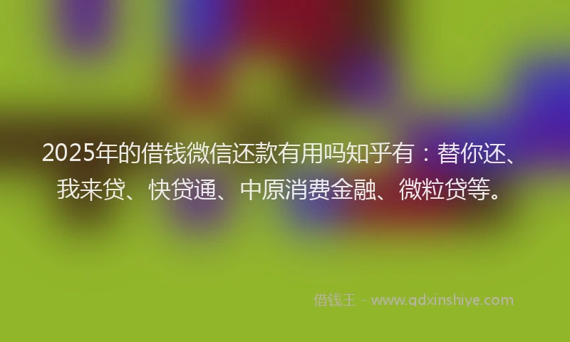 2025年的借钱微信还款有用吗知乎有：替你还、我来贷、快贷通、中原消费金融、微粒贷等。