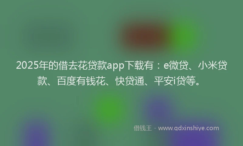 2025年的借去花贷款app下载有：e微贷、小米贷款、百度有钱花、快贷通、平安i贷等。