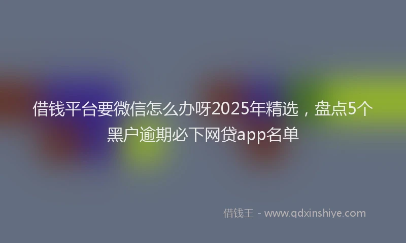 借钱平台要微信怎么办呀2025年精选，盘点5个黑户逾期必下网贷app名单