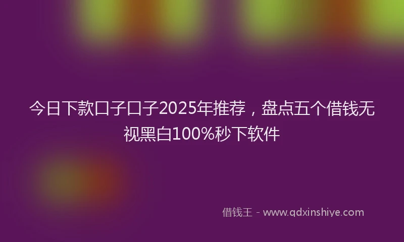 今日下款口子口子2025年推荐，盘点五个借钱无视黑白100%秒下软件