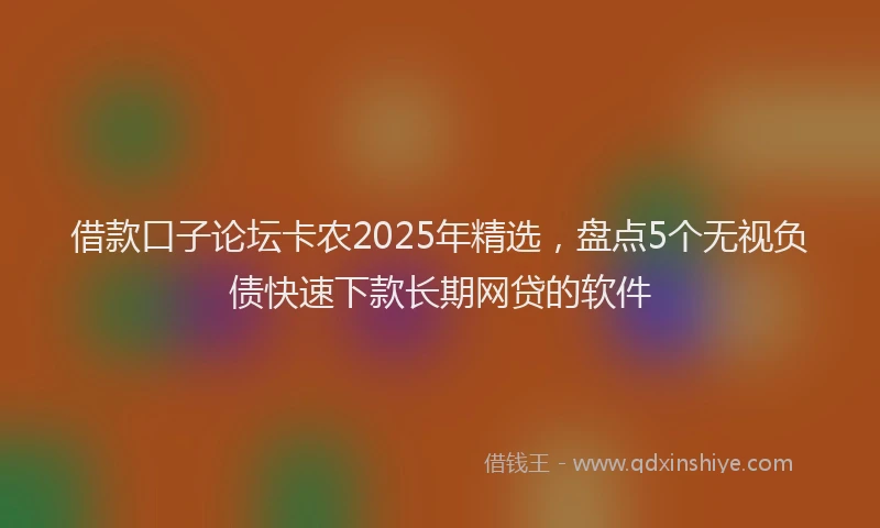借款口子论坛卡农2025年精选，盘点5个无视负债快速下款长期网贷的软件