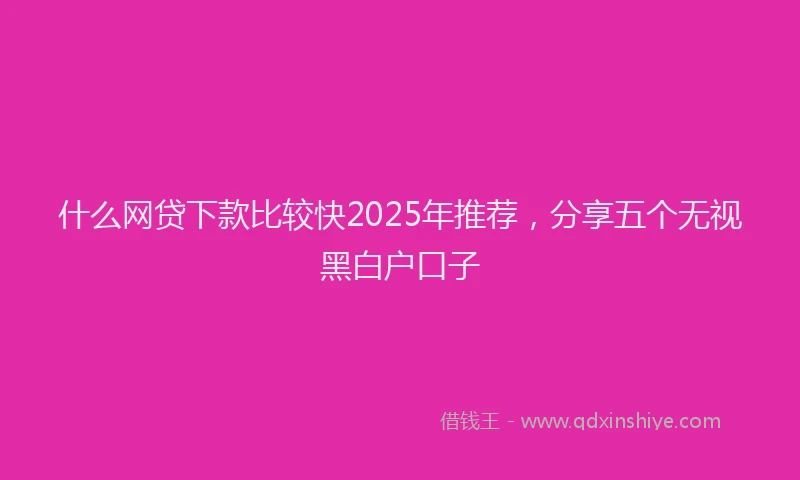 什么网贷下款比较快2025年推荐，分享五个无视黑白户口子