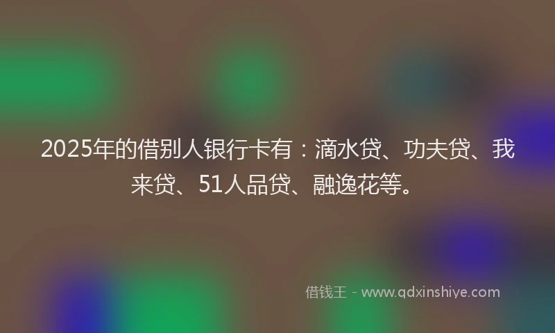 2025年的借别人银行卡有：滴水贷、功夫贷、我来贷、51人品贷、融逸花等。