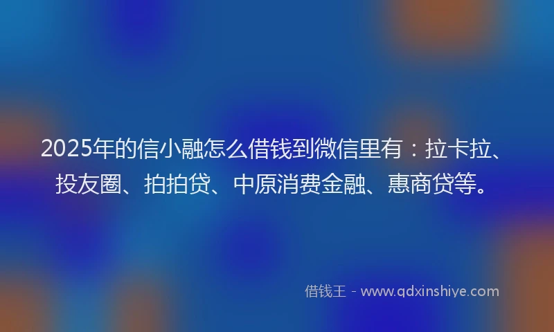 2025年的信小融怎么借钱到微信里有：拉卡拉、投友圈、拍拍贷、中原消费金融、惠商贷等。