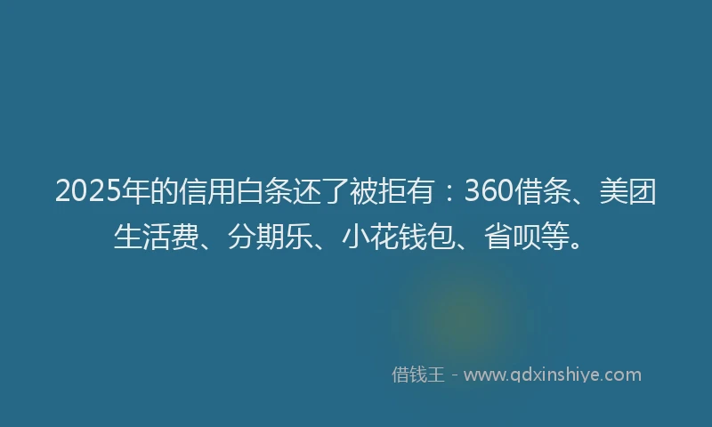 2025年的信用白条还了被拒有：360借条、美团生活费、分期乐、小花钱包、省呗等。