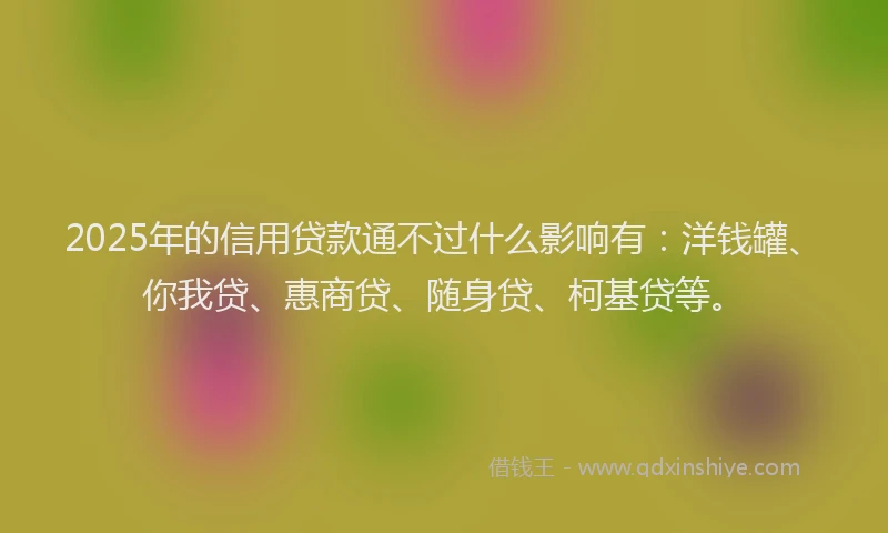2025年的信用贷款通不过什么影响有：洋钱罐、你我贷、惠商贷、随身贷、柯基贷等。