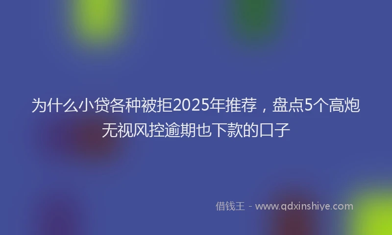 为什么小贷各种被拒2025年推荐，盘点5个高炮无视风控逾期也下款的口子