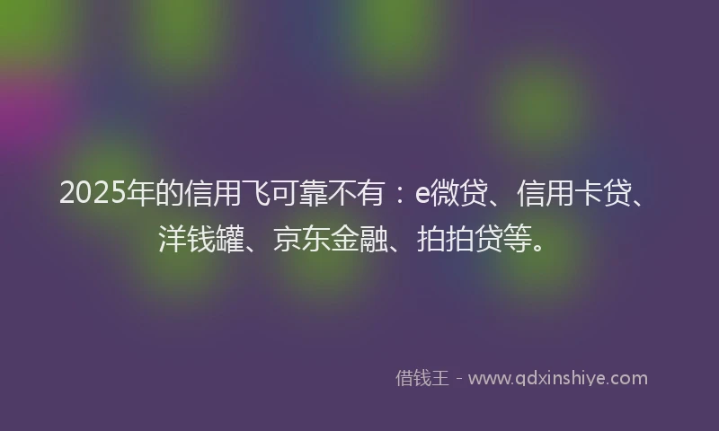 2025年的信用飞可靠不有：e微贷、信用卡贷、洋钱罐、京东金融、拍拍贷等。