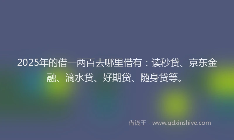 2025年的借一两百去哪里借有：读秒贷、京东金融、滴水贷、好期贷、随身贷等。