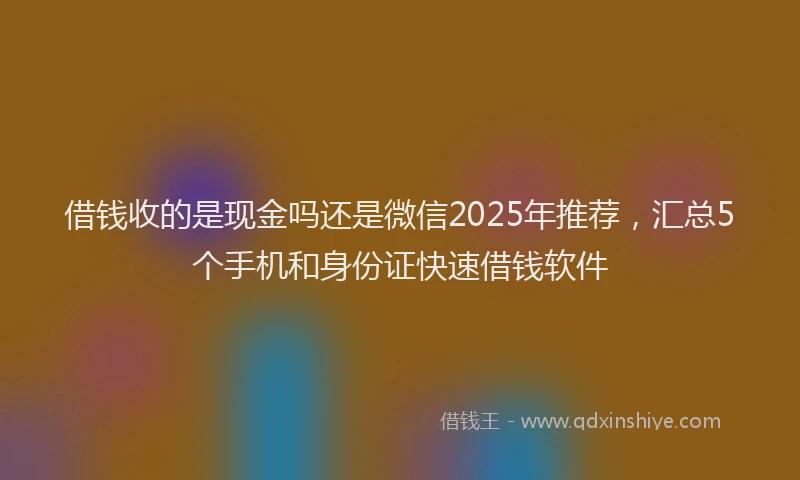 借钱收的是现金吗还是微信2025年推荐，汇总5个手机和身份证快速借钱软件
